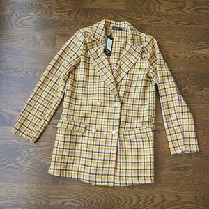 NWT ASOS  "I Saw It First" Plaid Women's Jacket Sz.4 polyester unlined